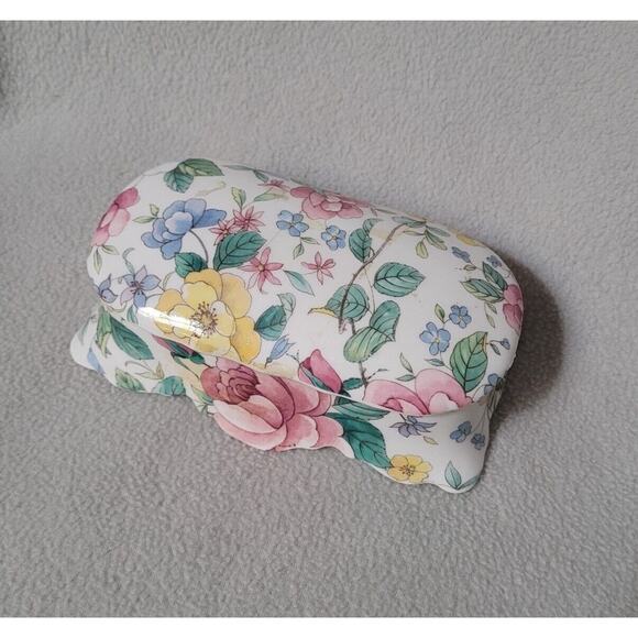 Crownford Giftware NY Made England Porcelain Trinket Tray Box with Lid Floral - Picture 2 of 4